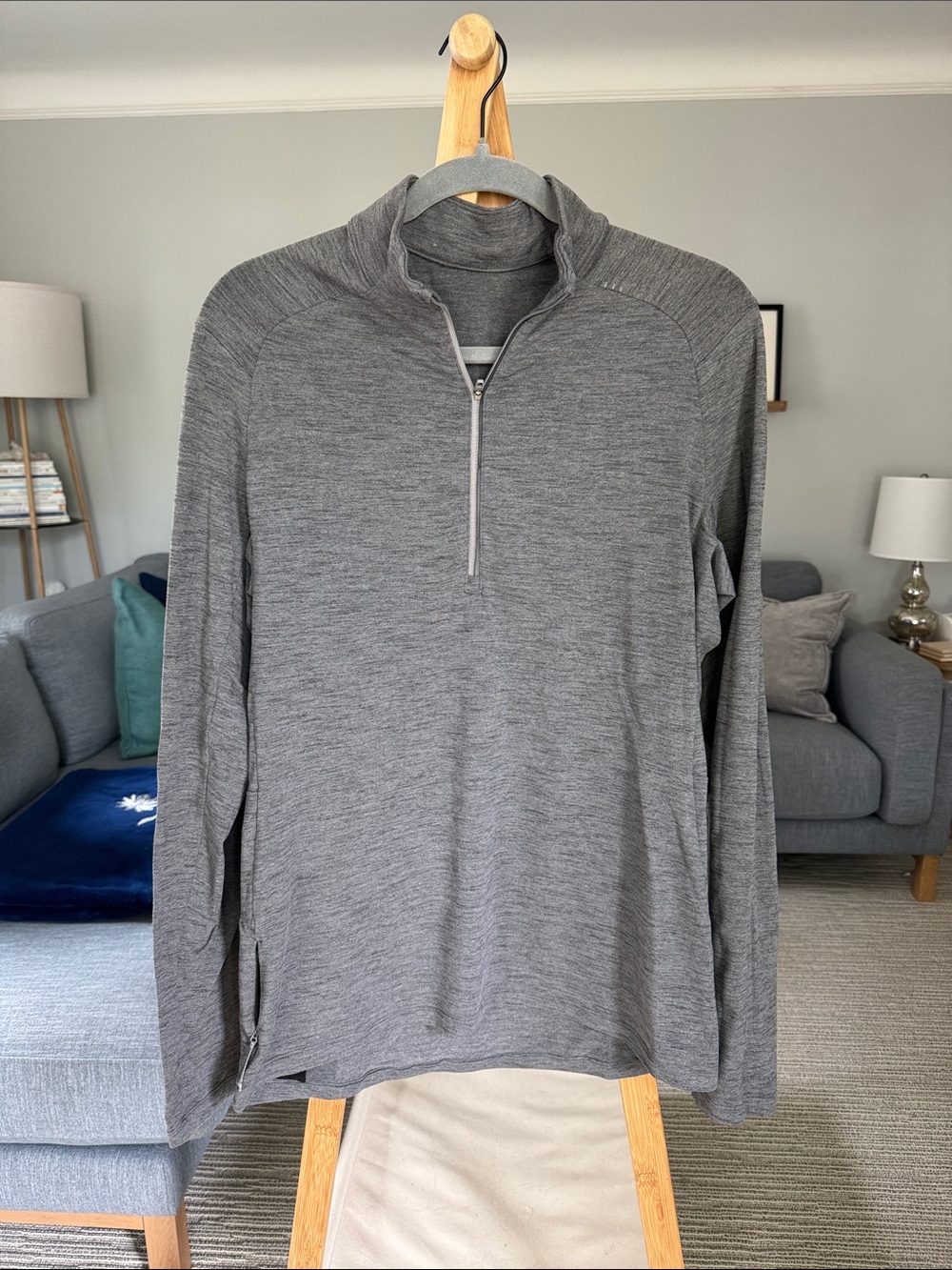 lululemon athletica Men's Gray Zip-Front Performance Pullover